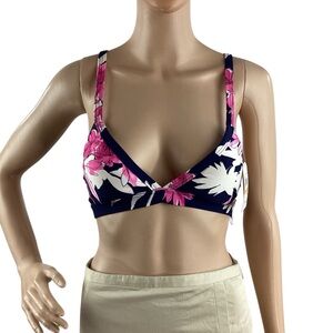 Nautica Floral Crossback Tie Bikini Top Navy Pink Size S